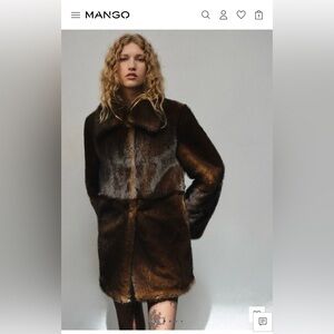 Mango FAUX-FUR MIDI-COAT - Large